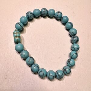 Turquoise Colored Dyed Stone ELEPHANT Stretch Bracelet